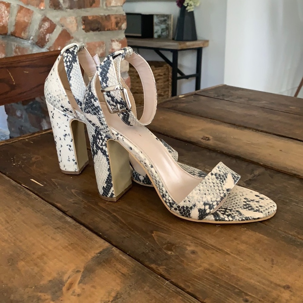 Taylor Ankle Strap Heel in Snake Print